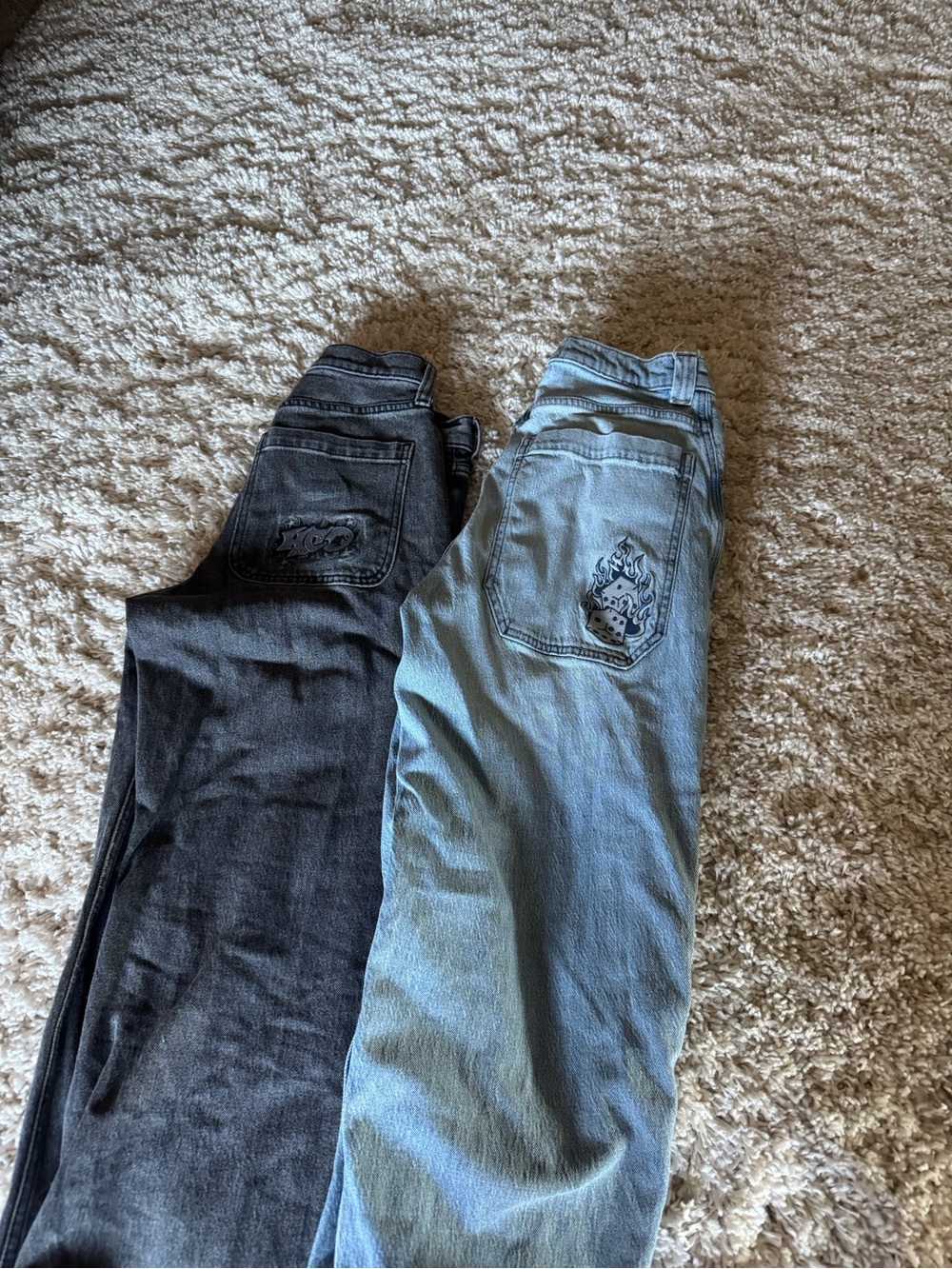 Hollister Relaxed Jeans Pair — Light Wash Blue & Washed Black